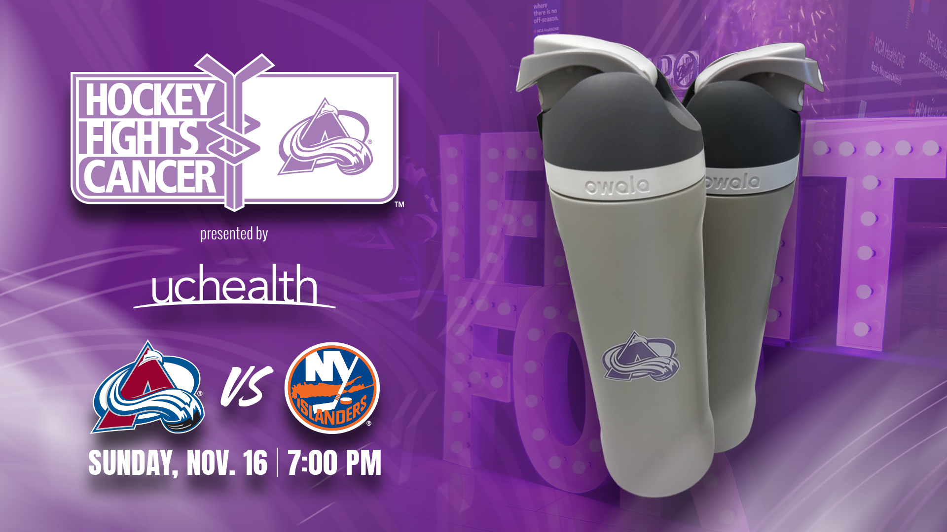 Hockey Fights Cancer (UCHealth) Avalanche vs New York Islanders